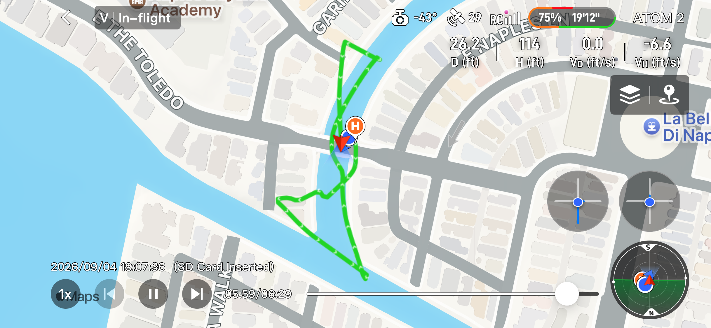 Recorded flight path for Sunset Over Naples