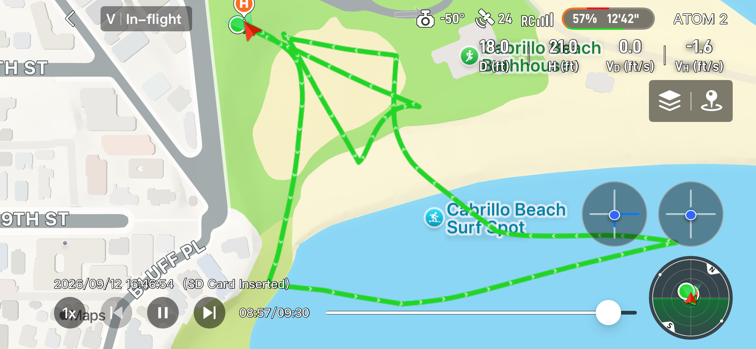 Recorded flight path for Cabrillo Beach Flyover - Sept 12 2026