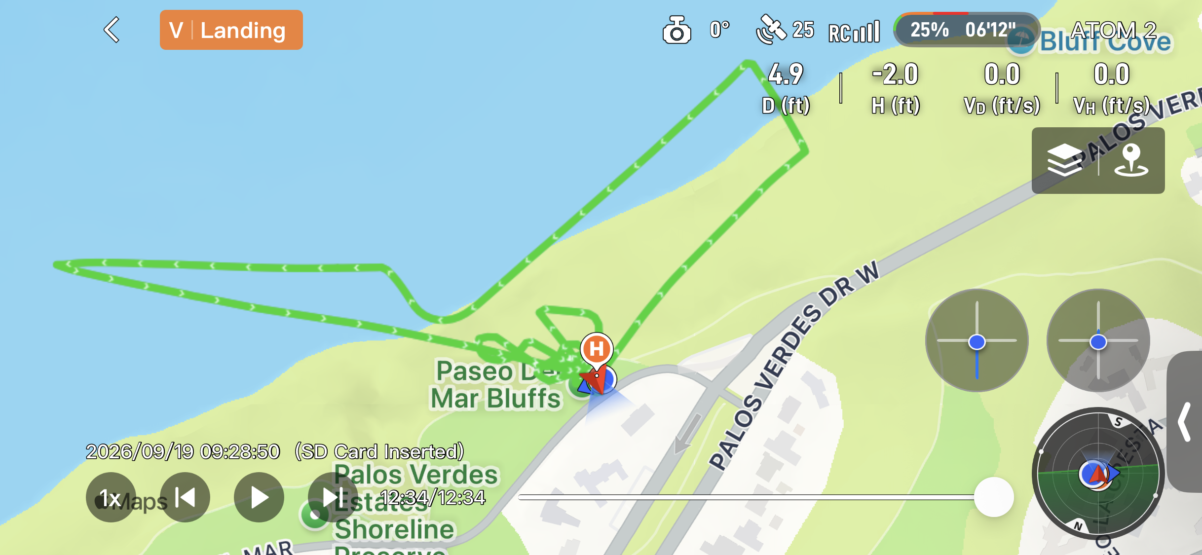 Recorded flight path for Luanda Bay - 1500 ft - New Record